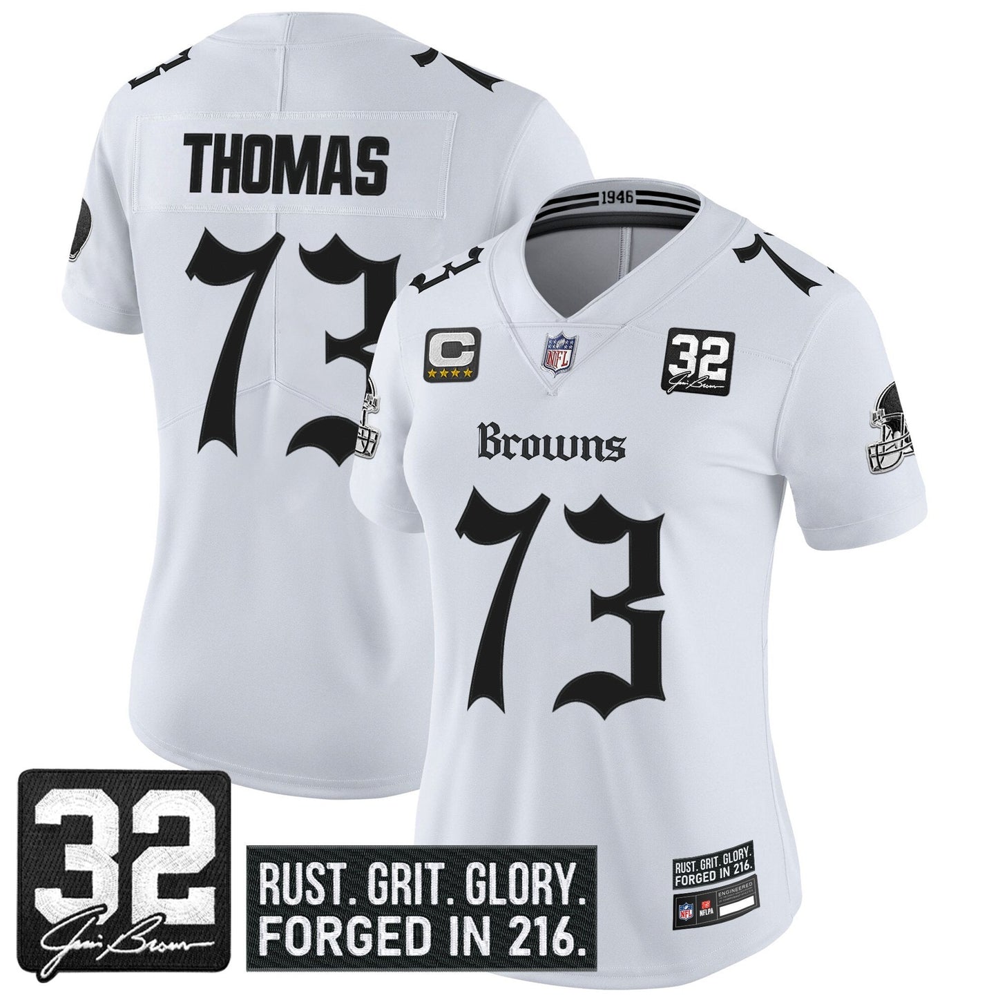 Women's Cleveland Browns 'Gothic Dawg Shadows Drop' Vapor Limited Jersey - All Stitched