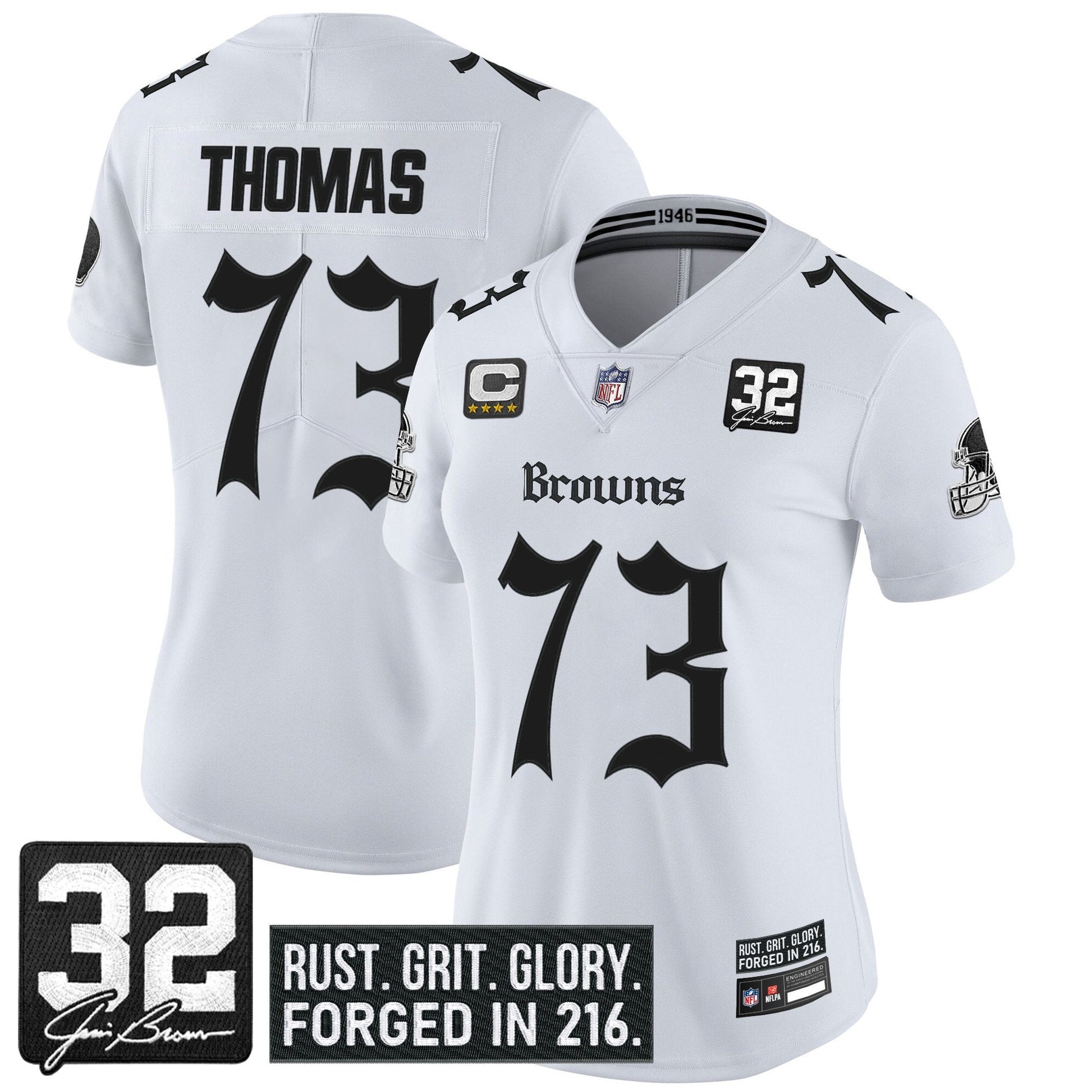 Women's Cleveland Browns 'Gothic Dawg Shadows Drop' Vapor Limited Jersey - All Stitched