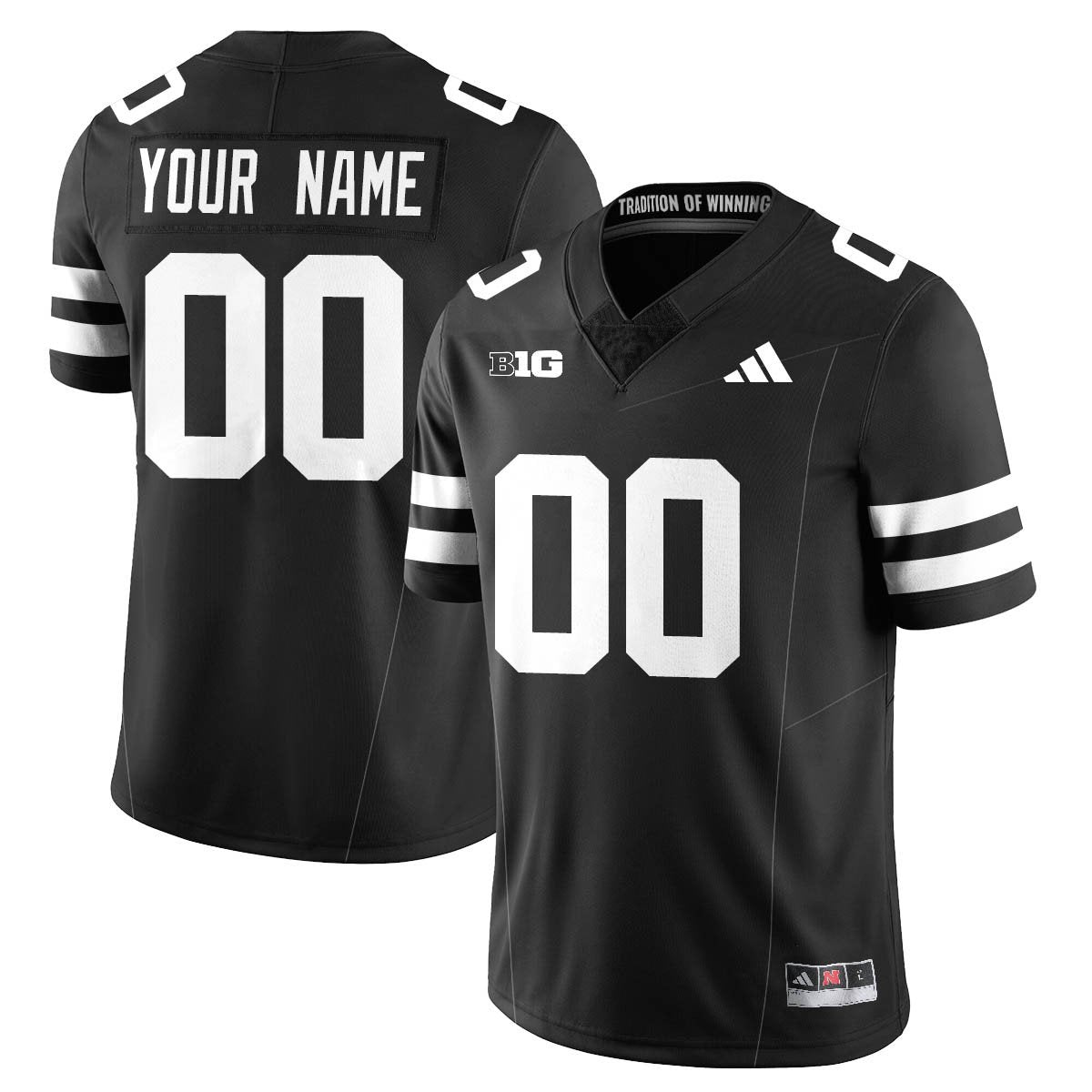 Custom Nebraska Football 2025 "Blackout" Jersey - All Stitched-DTD