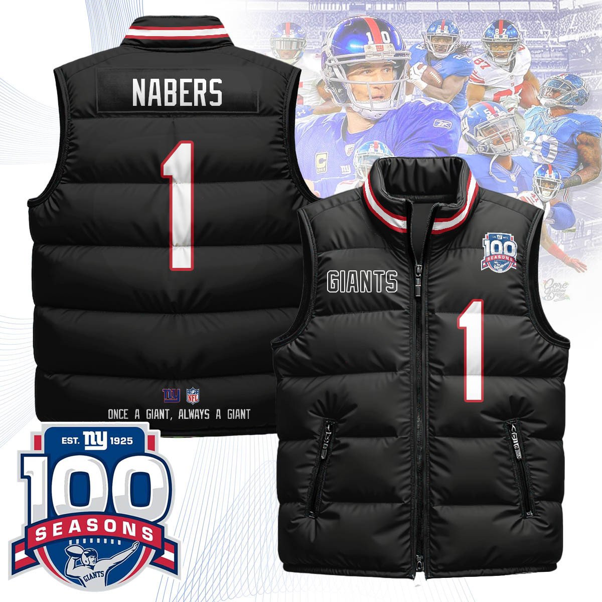 NYG Unisex Puffer Vest-DTD