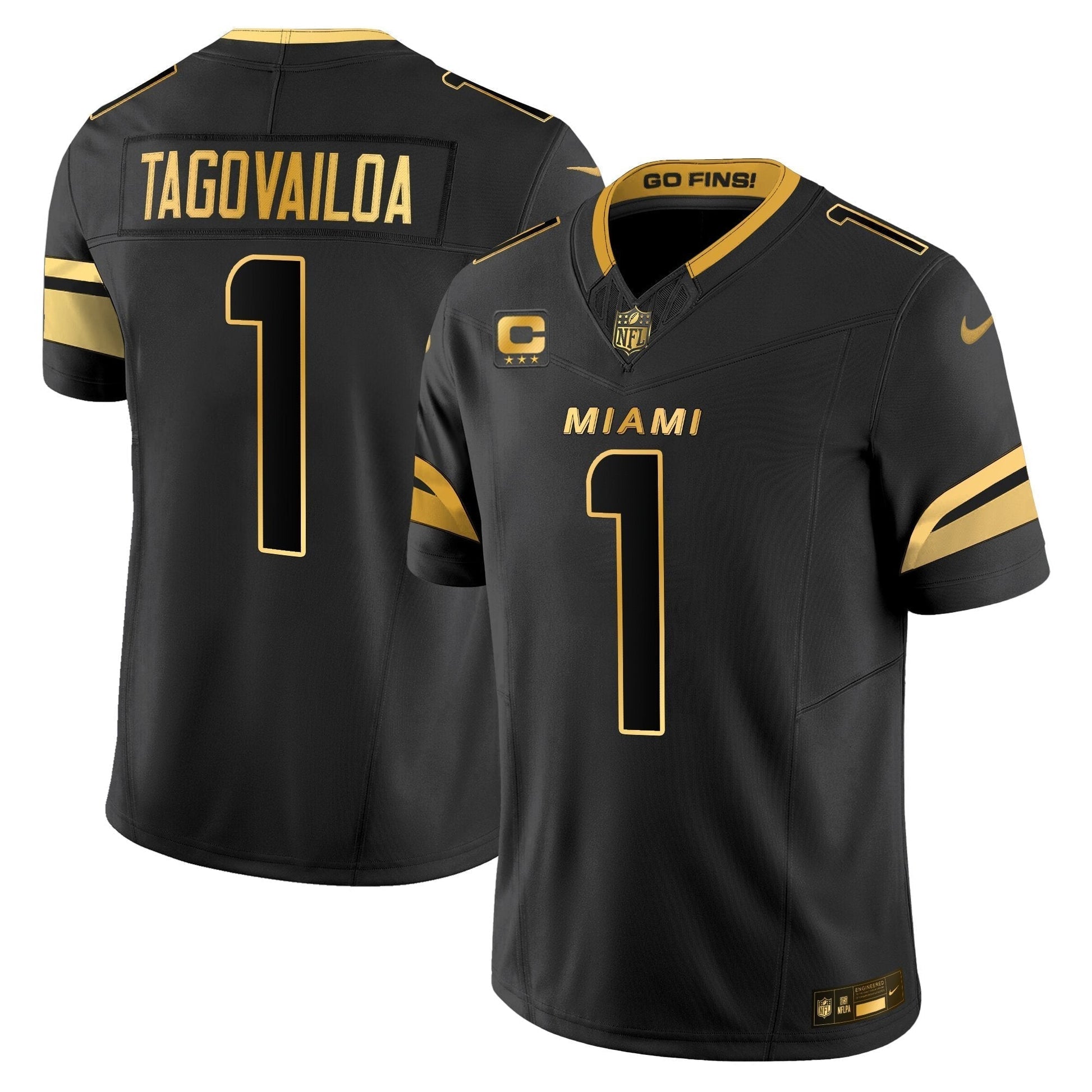Men's Miami Dolphins 2025 "Rivalries" Gold Vapor Limited Jersey - All Stitched