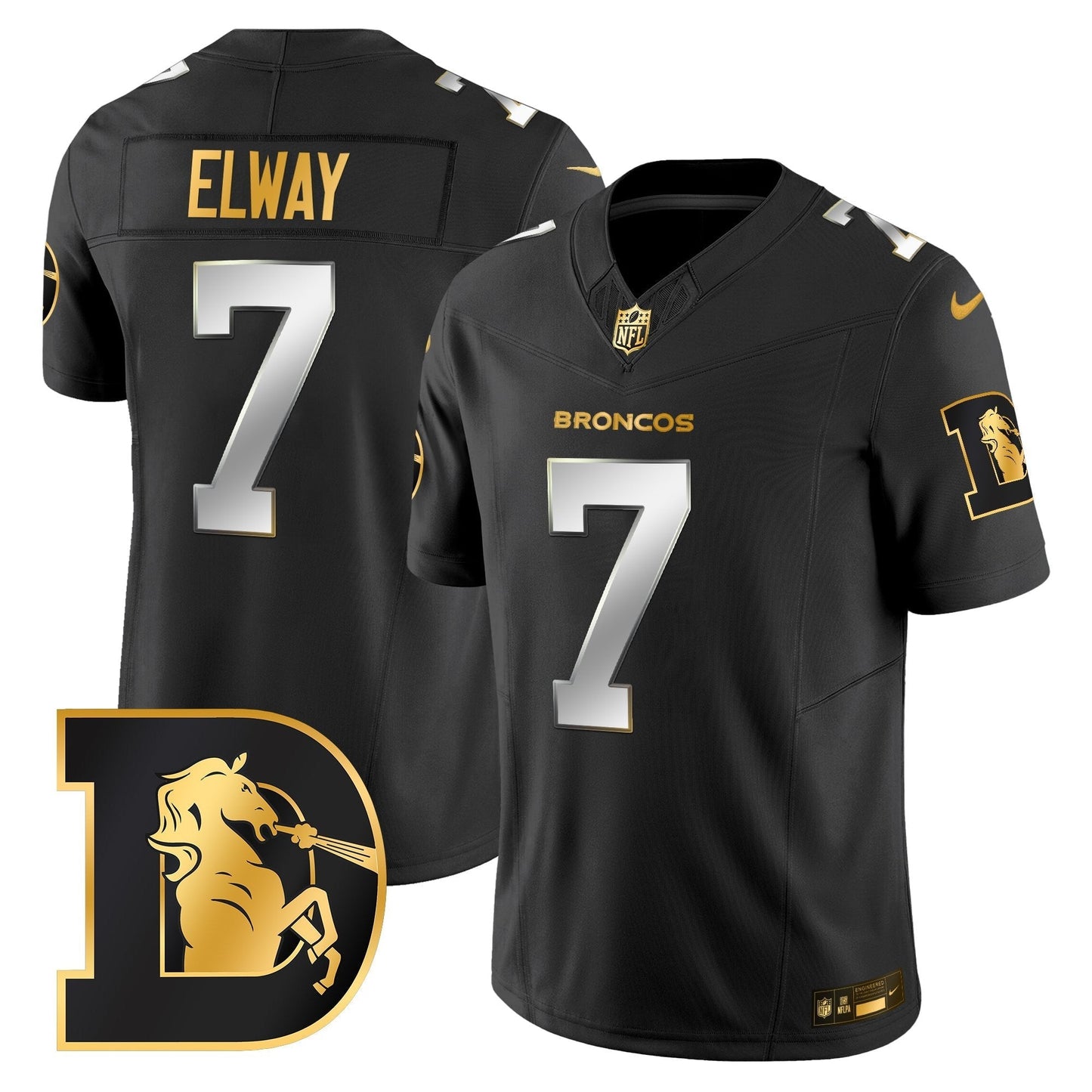 Men's Denver Broncos Throwback Gold Vapor Limited Jersey - All Stitched