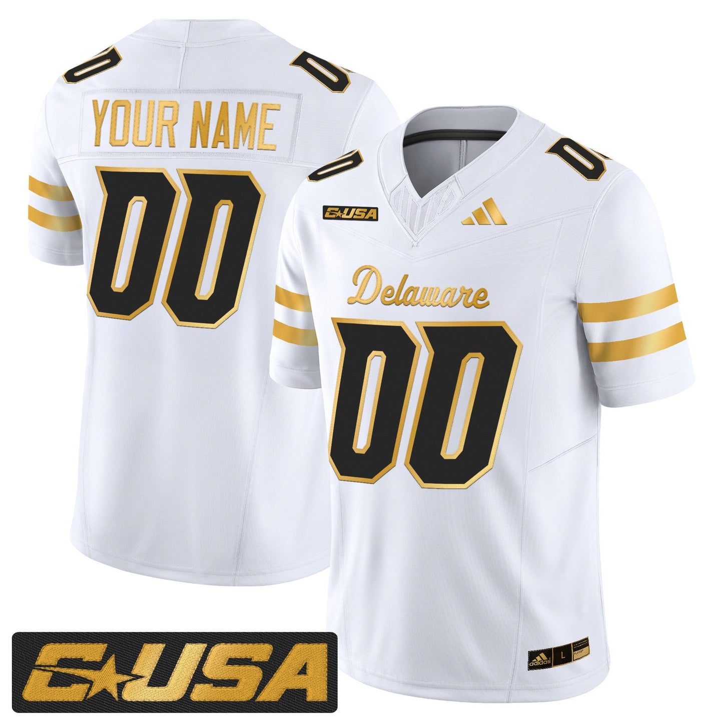 Delaware Blue Hens 2025 Gold Vapor Limited Custom Jersey - All Stitched