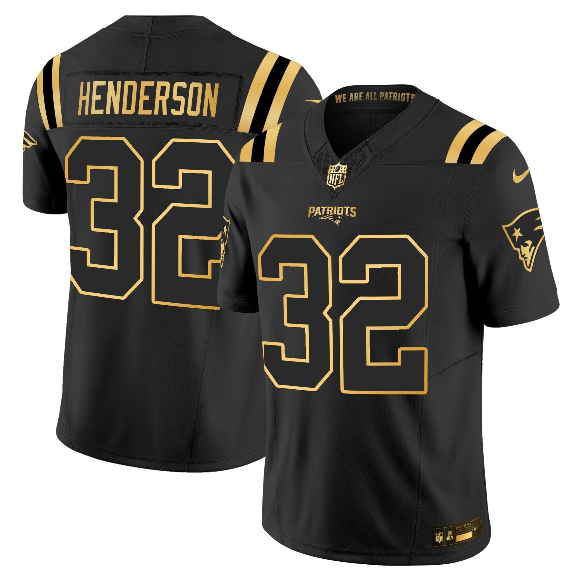 Men's New England Patriots 2025 Gold Vapor Limited Jersey - All Stitched
