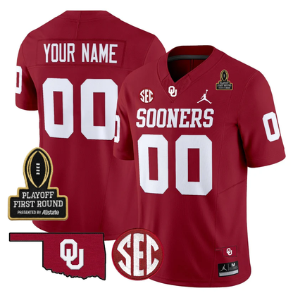 Custom OU 2025 Playoff First Round Patch Jersey - All Stitched-DTD