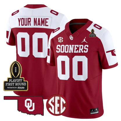 Custom OU 2025 Playoff First Round Patch Jersey - All Stitched-DTD