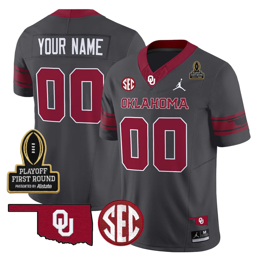 Custom OU 2025 Playoff First Round Patch Jersey - All Stitched-DTD