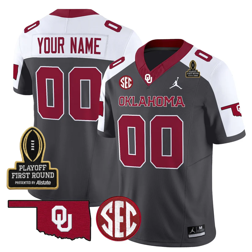 Custom OU 2025 Playoff First Round Patch Jersey - All Stitched-DTD