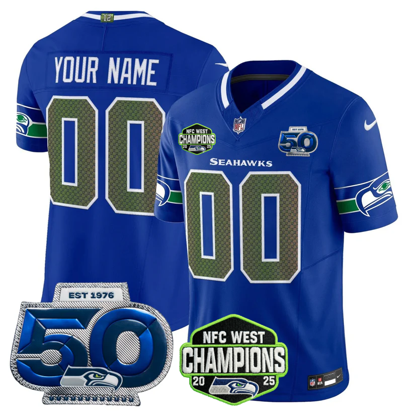 Custom SEA 2026 NFC West Champions Limited Jersey - 50th Season Patch - All Stitched-DTD