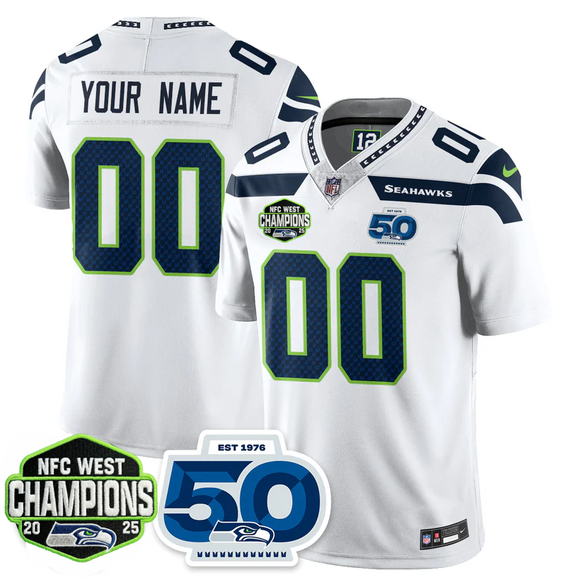 Custom SEA 2026 NFC West Champions Limited Jersey - 50th Season Patch - All Stitched-DTD