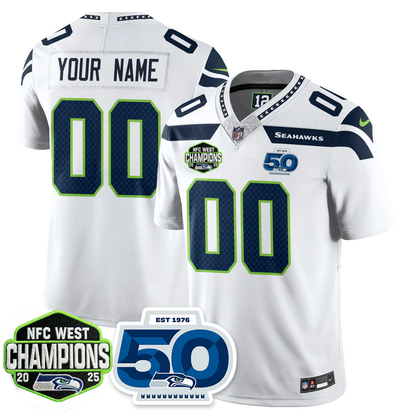 Custom SEA 2026 NFC West Champions Limited Jersey - 50th Season Patch - All Stitched-DTD