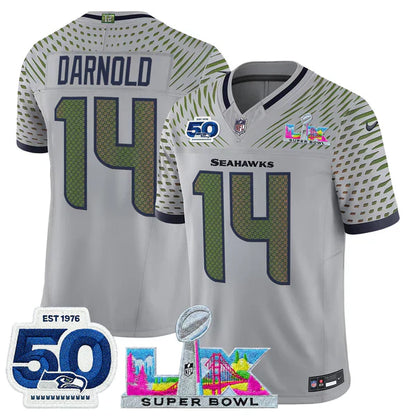 SEA Super Bowl LX - 50th Anniversary Patch Gold Vapor Limited Jersey N5 - All Stitched-DTD
