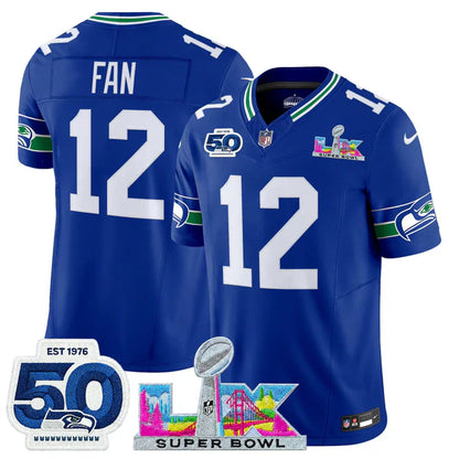 Women's SEA Super Bowl LX - 50th Anniversary Patch Gold Vapor Limited Jersey N5 - All Stitched-DTD