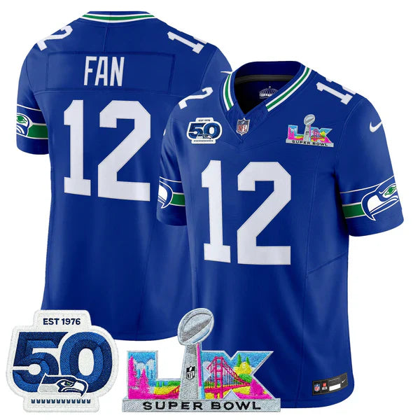 SEA Super Bowl LX - 50th Anniversary Patch Gold Vapor Limited Jersey N5 - All Stitched-DTD