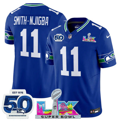 Women's SEA Super Bowl LX - 50th Anniversary Patch Gold Vapor Limited Jersey N5 - All Stitched-DTD