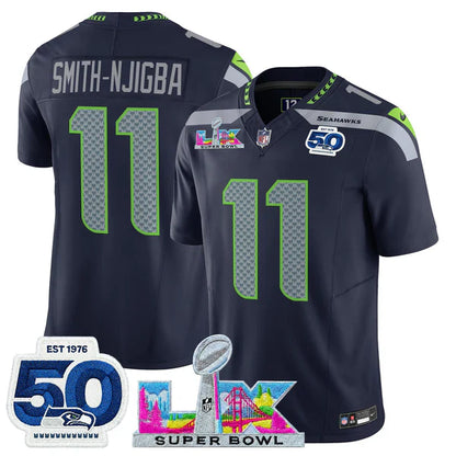 SEA Super Bowl LX - 50th Anniversary Patch Gold Vapor Limited Jersey N5 - All Stitched-DTD