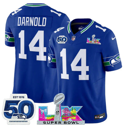 SEA Super Bowl LX - 50th Anniversary Patch Gold Vapor Limited Jersey N5 - All Stitched-DTD