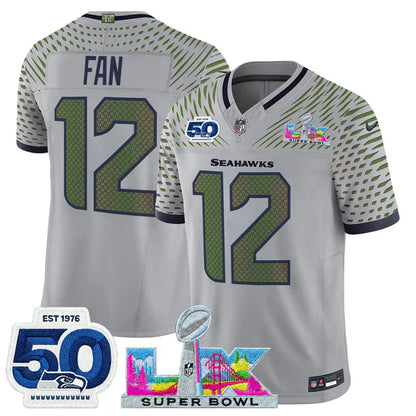SEA Super Bowl LX - 50th Anniversary Patch Gold Vapor Limited Jersey N5 - All Stitched-DTD