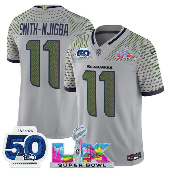 Women's SEA Super Bowl LX - 50th Anniversary Patch Gold Vapor Limited Jersey N5 - All Stitched-DTD