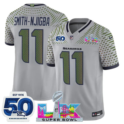 Women's SEA Super Bowl LX - 50th Anniversary Patch Gold Vapor Limited Jersey N5 - All Stitched-DTD