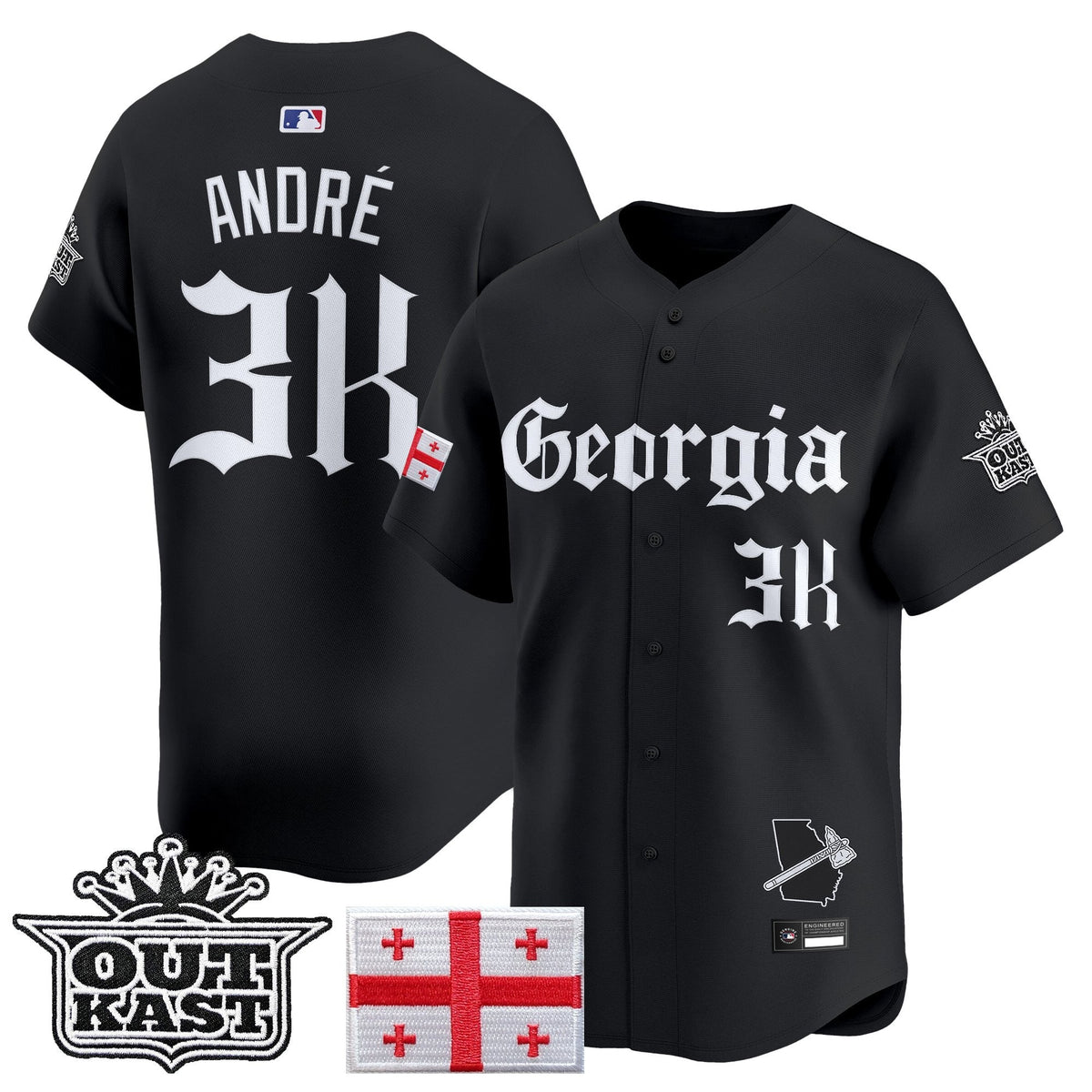 Men's Atlanta Braves 'Georgia x Outkast Gothic Edition' Vapor Premier Limited Jersey - All Stitched