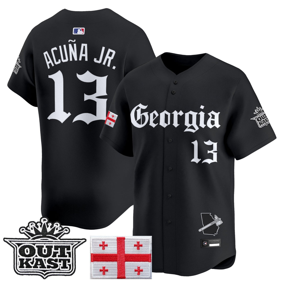 Men's Atlanta Braves 'Georgia x Outkast Gothic Edition' Vapor Premier Limited Jersey - All Stitched