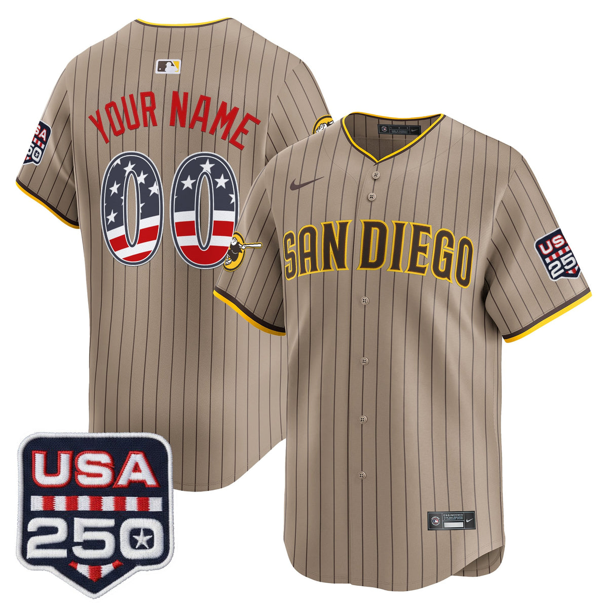 San Diego Padres USA 250 Fourth of July Vapor Premier Limited Custom Jersey - All Stitched