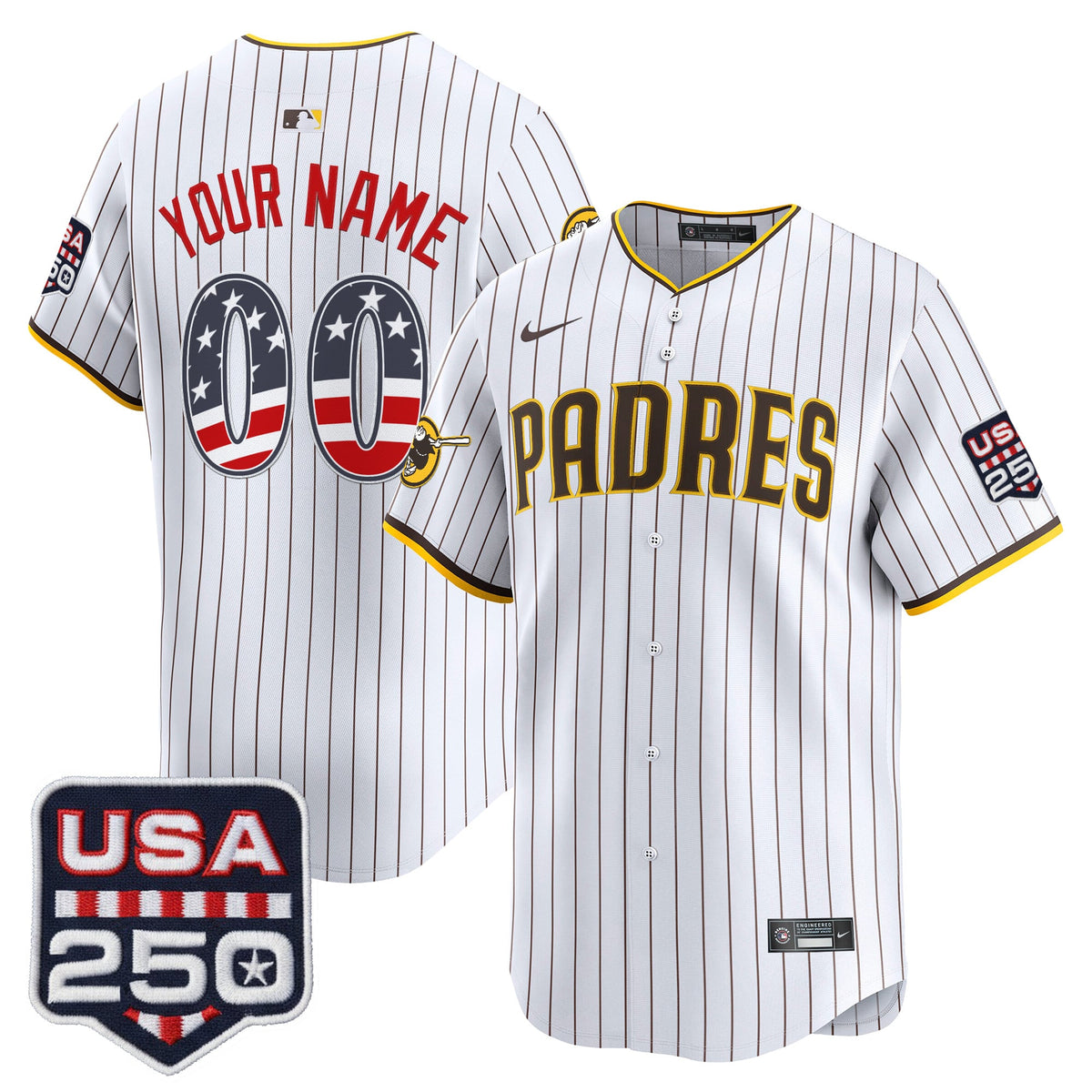 San Diego Padres USA 250 Fourth of July Vapor Premier Limited Custom Jersey - All Stitched