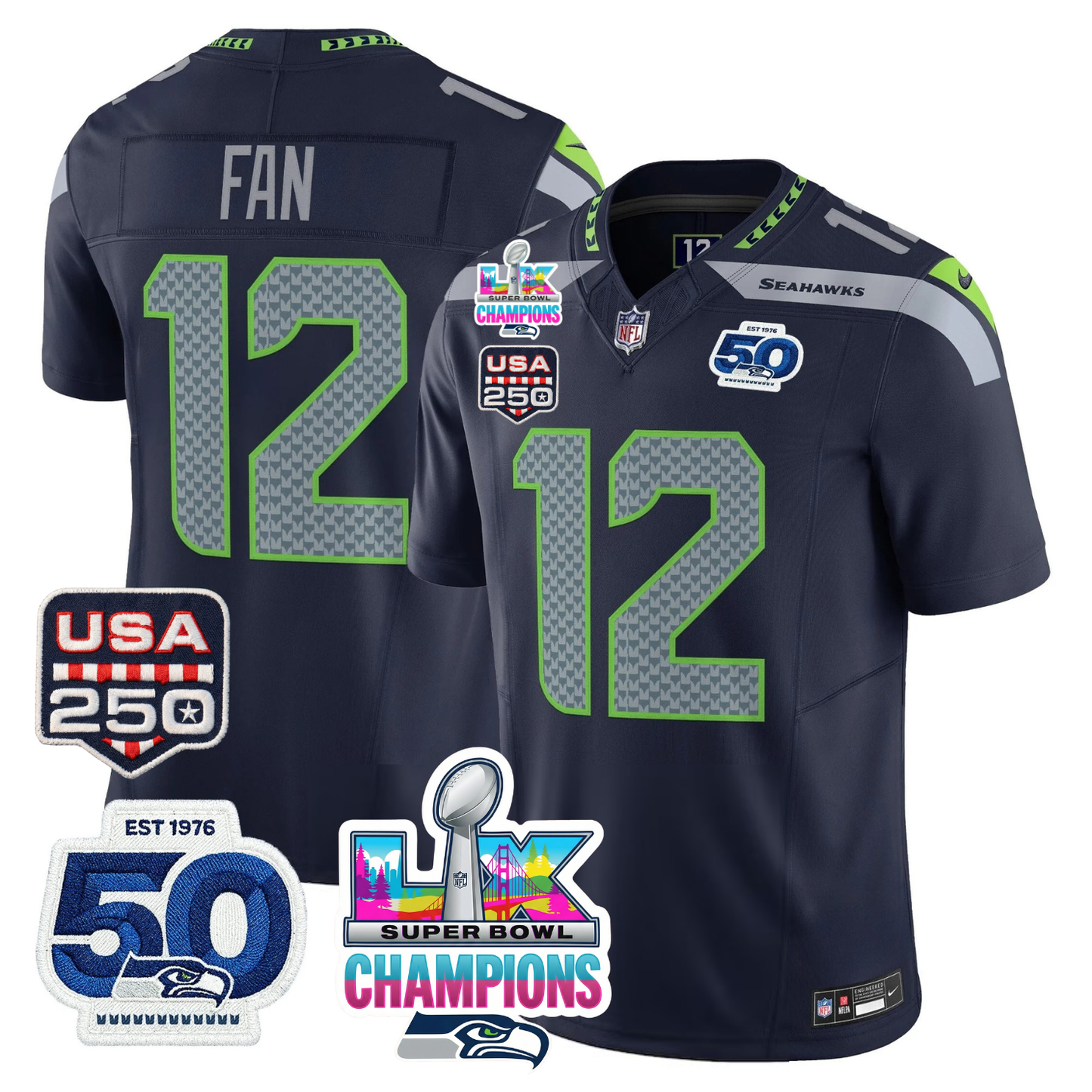 SEA Super Bowl LX Champions Jersey - All Stitched N1-DTD