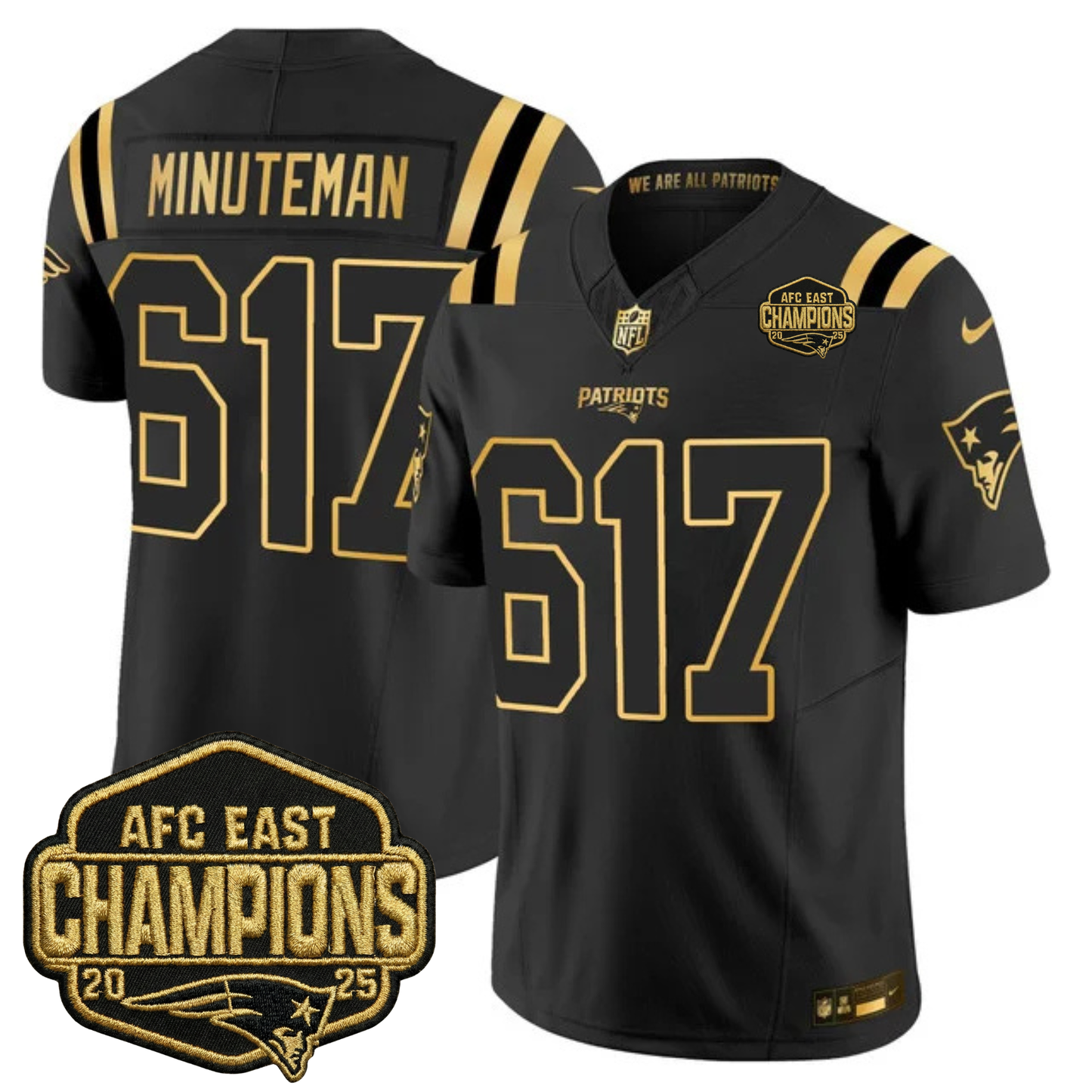 NE 2025 AFC East Champions Gold Vapor Limited Jersey - All Stitched-DTD