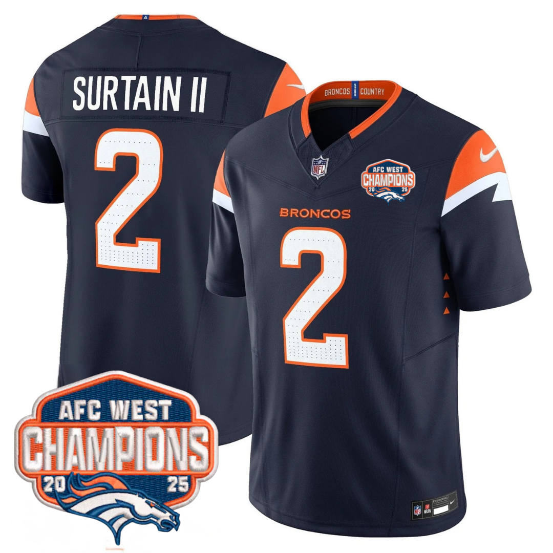 DEN AFC West Champions Patch Vapor Limited Jersey V2 - All Stitched-DTD