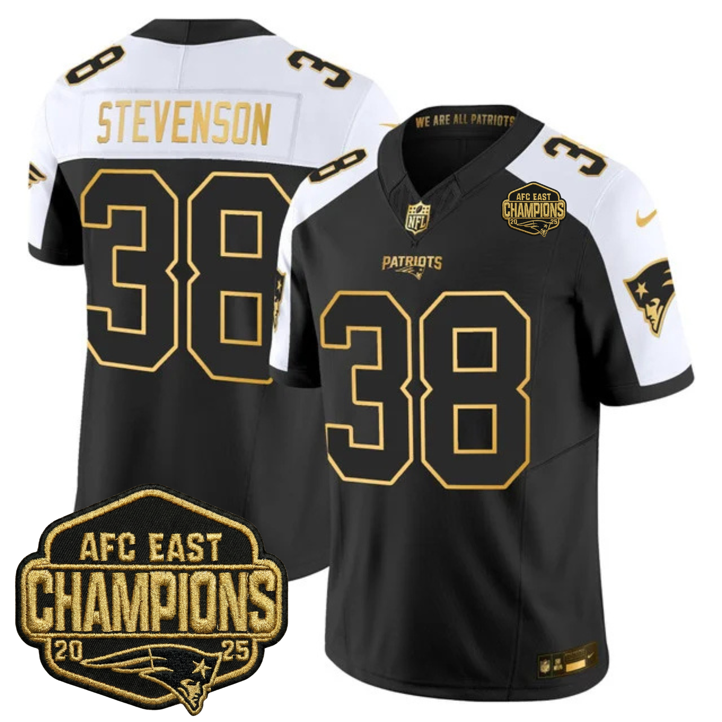 NE 2025 AFC East Champions Gold Vapor Limited Jersey - All Stitched-DTD