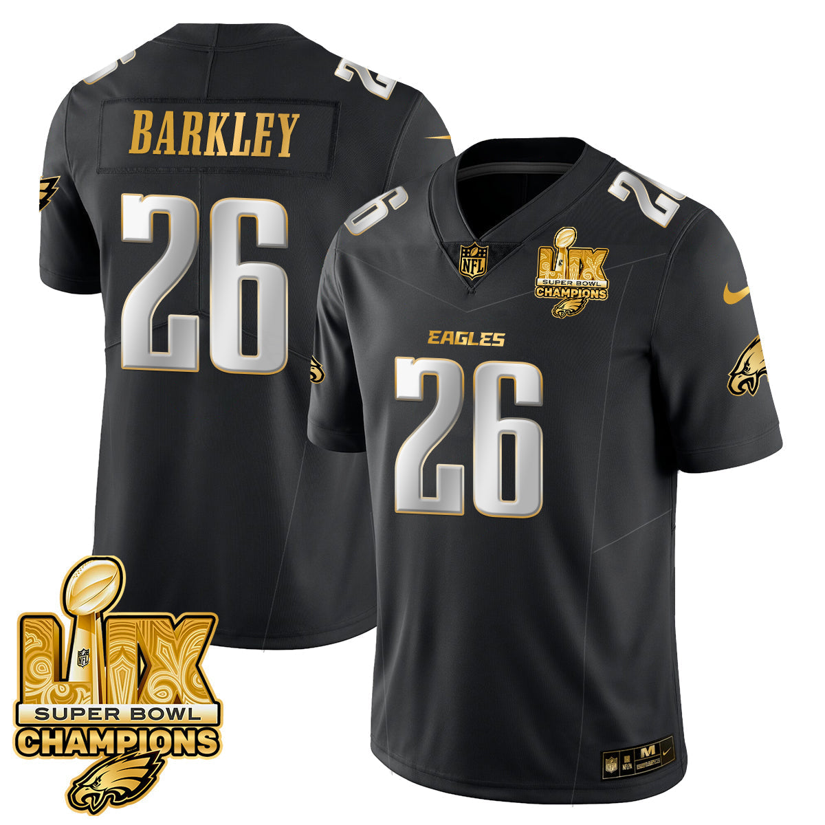 PHI Super Bowl LIX Champions Gold Trim Vapor Limited Jersey - All Stitched-DTD