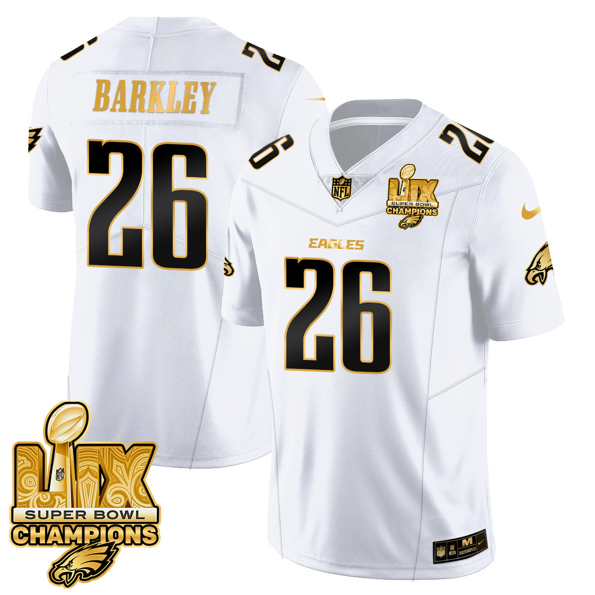 PHI Super Bowl LIX Champions Gold Trim Vapor Limited Jersey - All Stitched-DTD