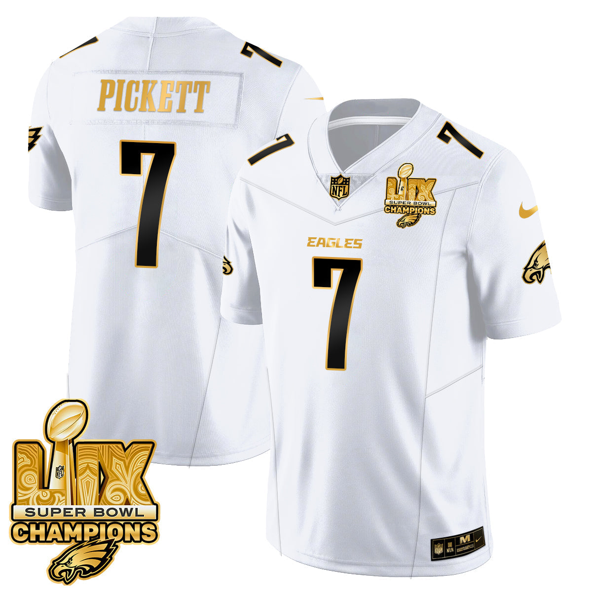 PHI Super Bowl LIX Champions Gold Trim Vapor Limited Jersey - All Stitched-DTD