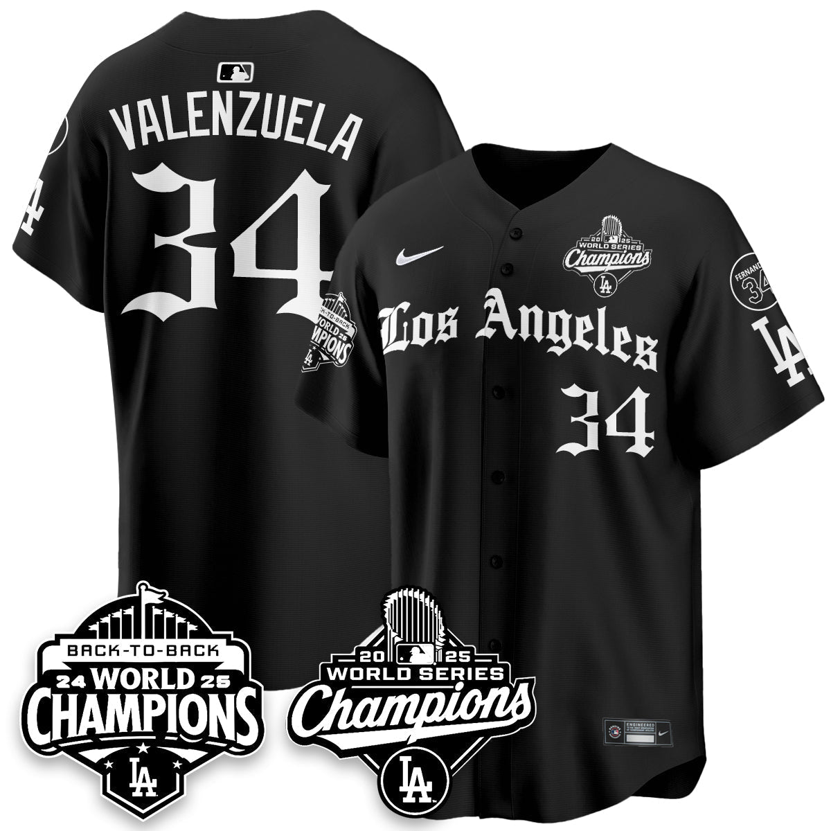 LAD 2025 World Series Champions Vapor Premier Limited Jersey - LA Gothic Edition - All Stitched-DTD
