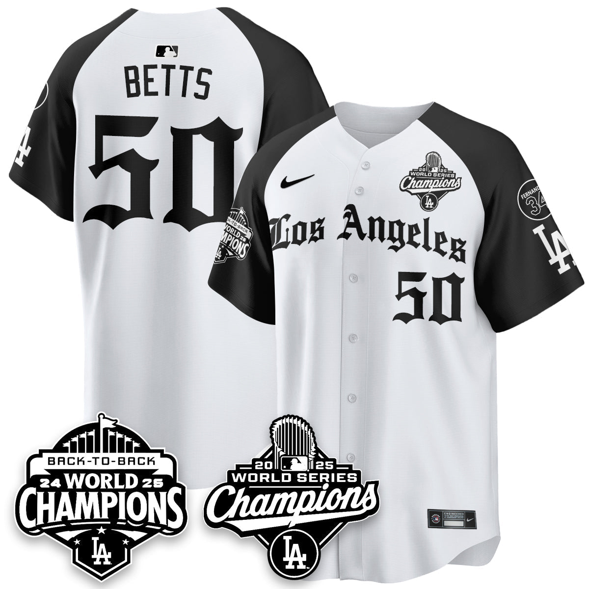 LAD 2025 World Series Champions Vapor Premier Limited Jersey - LA Gothic Edition - All Stitched-DTD
