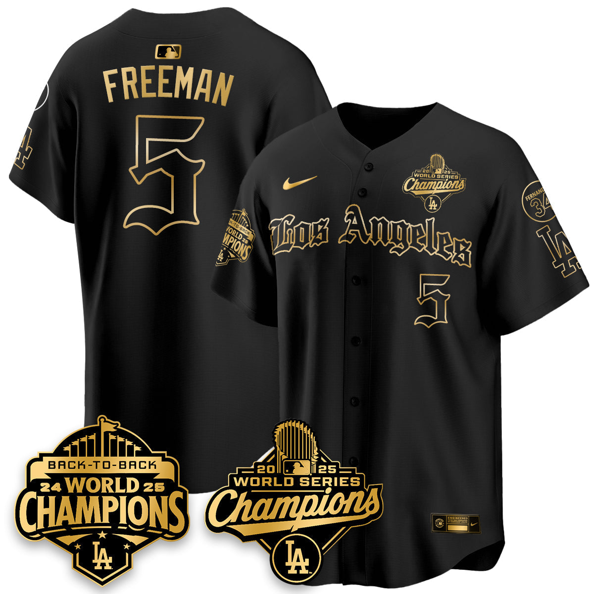 LAD 2025 World Series Champions Vapor Premier Limited Jersey - LA Gothic Edition - All Stitched-DTD