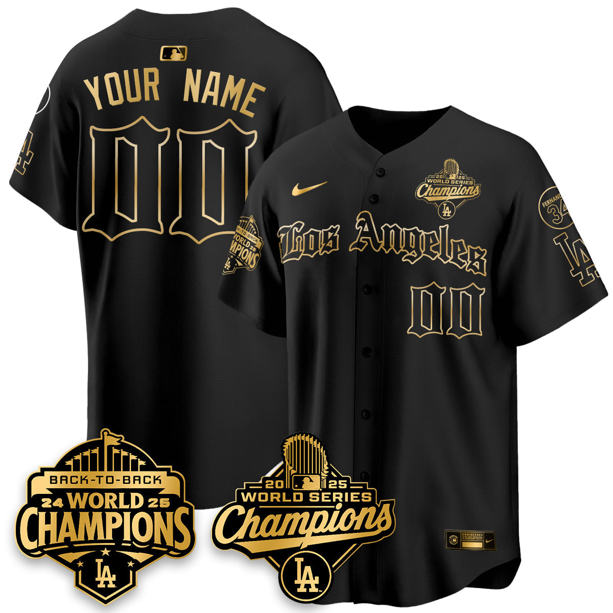 Custom LAD 2025 World Series Champions Vapor Premier Limited Jersey - LA Gothic Edition - All Stitched-DTD