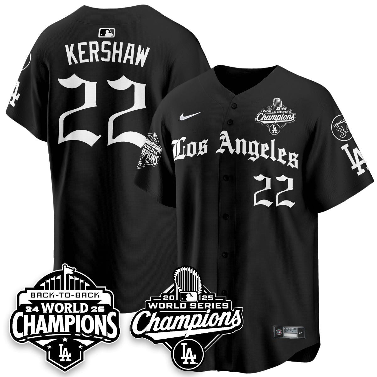 LAD 2025 World Series Champions Vapor Premier Limited Jersey - LA Gothic Edition - All Stitched-DTD