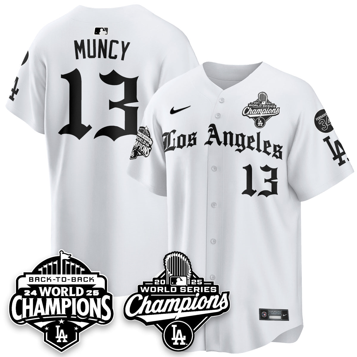 LAD 2025 World Series Champions Vapor Premier Limited Jersey - LA Gothic Edition - All Stitched-DTD