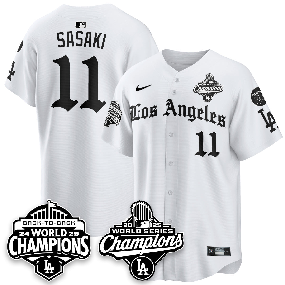 LAD 2025 World Series Champions Vapor Premier Limited Jersey - LA Gothic Edition - All Stitched-DTD