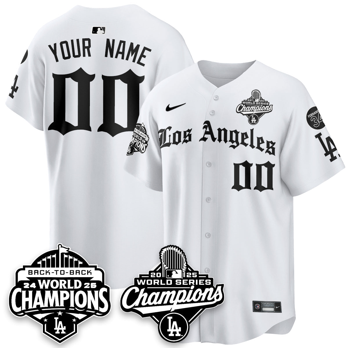 Custom LAD 2025 World Series Champions Vapor Premier Limited Jersey - LA Gothic Edition - All Stitched-DTD
