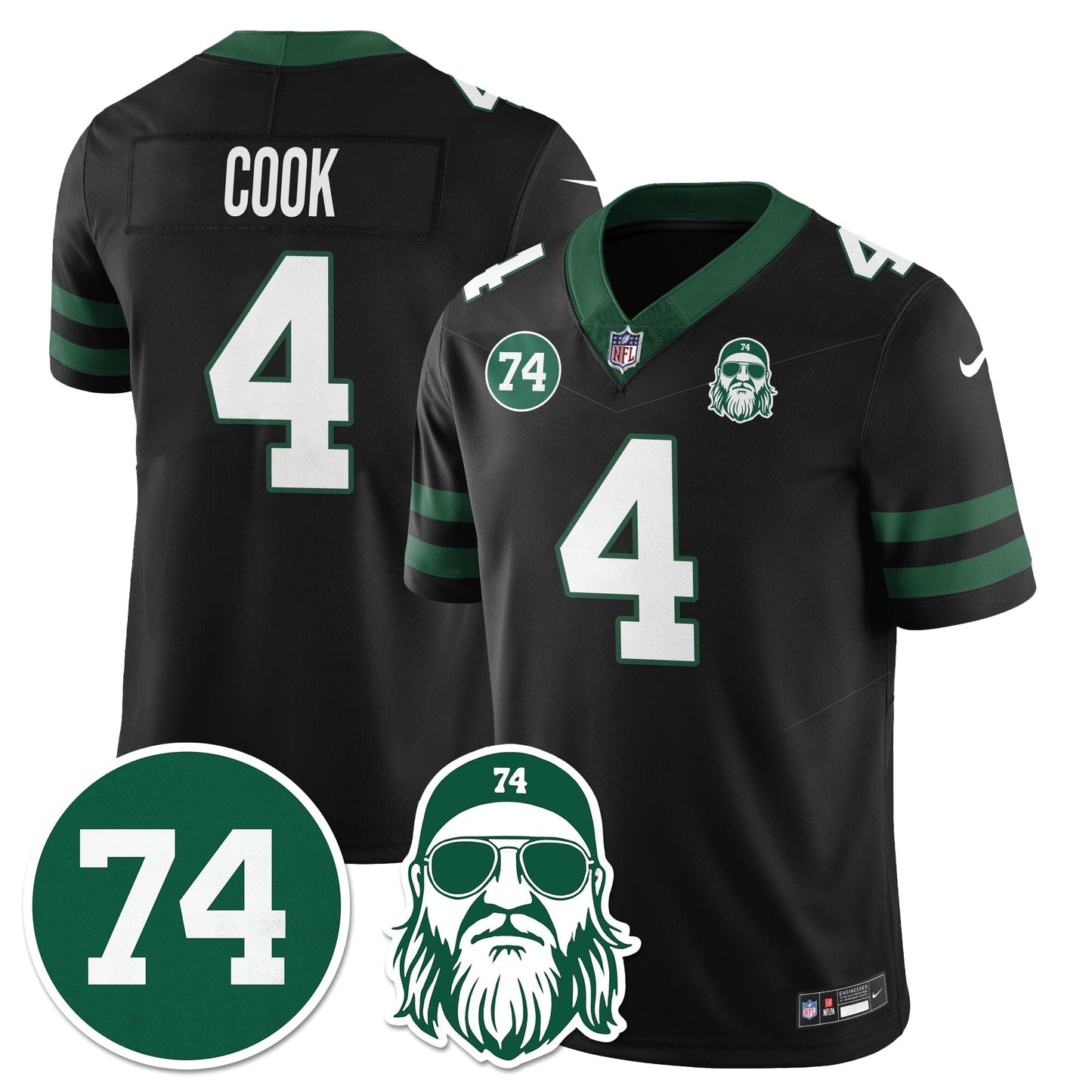NYJ Vapor Limited Jersey - Nick Mangold Patch - All Stitched-DTD