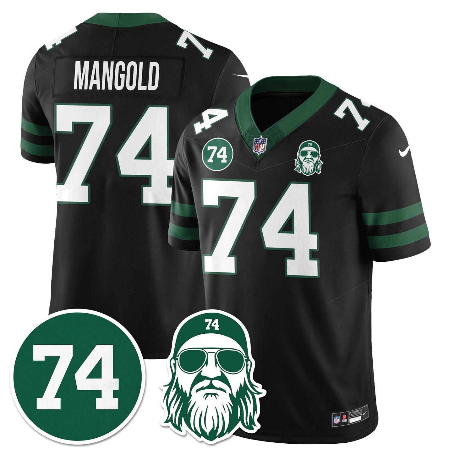 NYJ Vapor Limited Jersey - Nick Mangold Patch - All Stitched-DTD