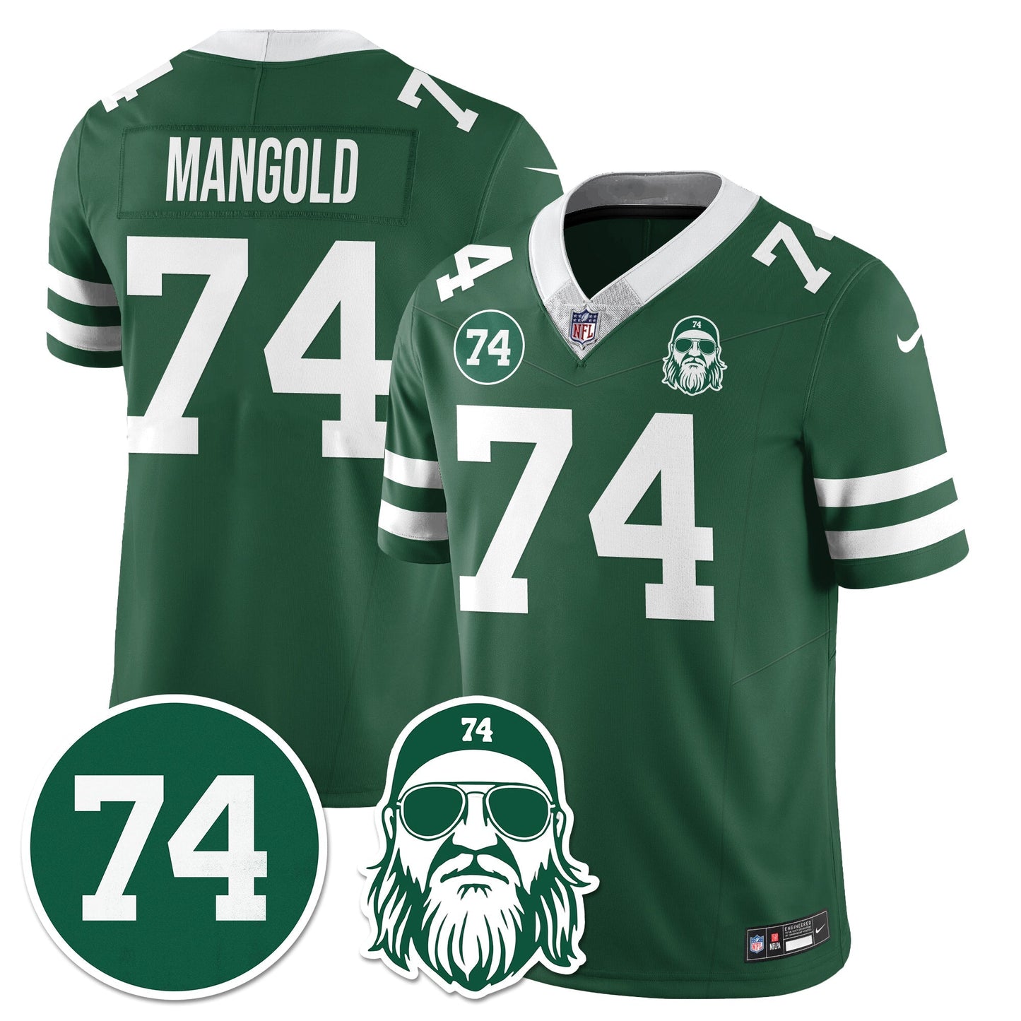 NYJ Vapor Limited Jersey - Nick Mangold Patch - All Stitched-DTD