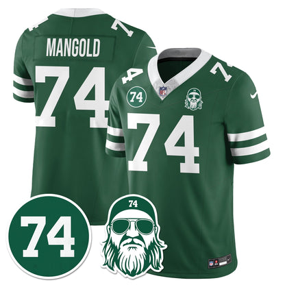 NYJ Vapor Limited Jersey - Nick Mangold Patch - All Stitched-DTD