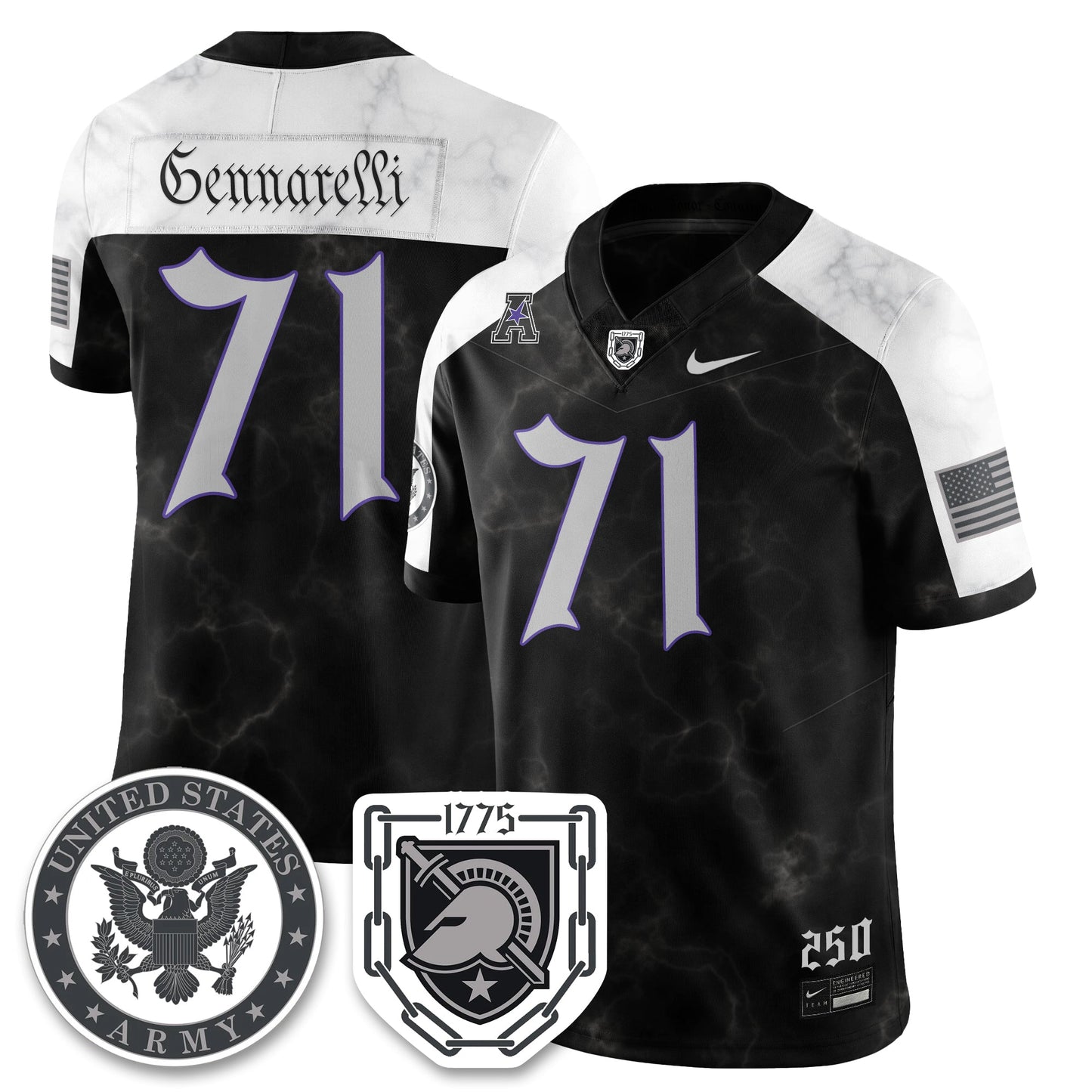 Army Black Knights Vapor Limited Jersey - 250 Years of Service and Sacrifice - All Stitched-DTD