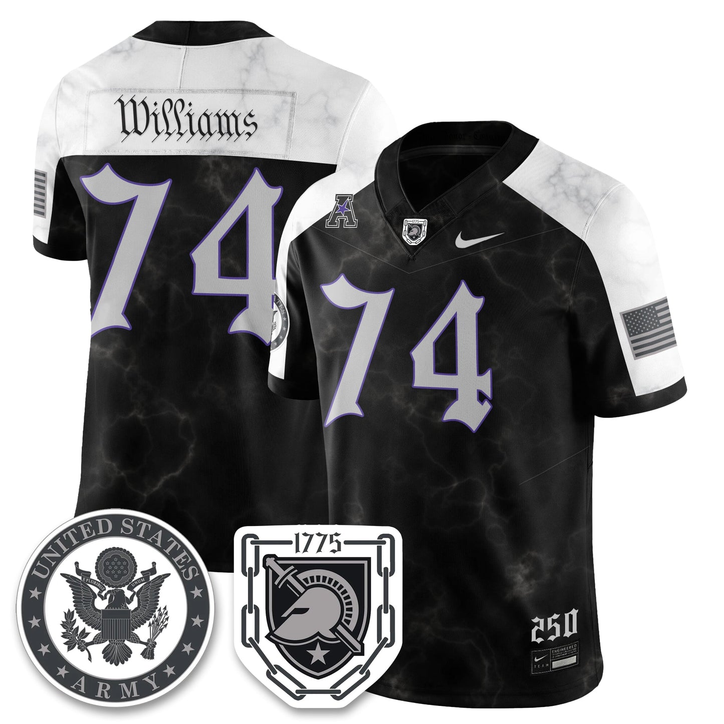 Army Black Knights Vapor Limited Jersey - 250 Years of Service and Sacrifice - All Stitched-DTD