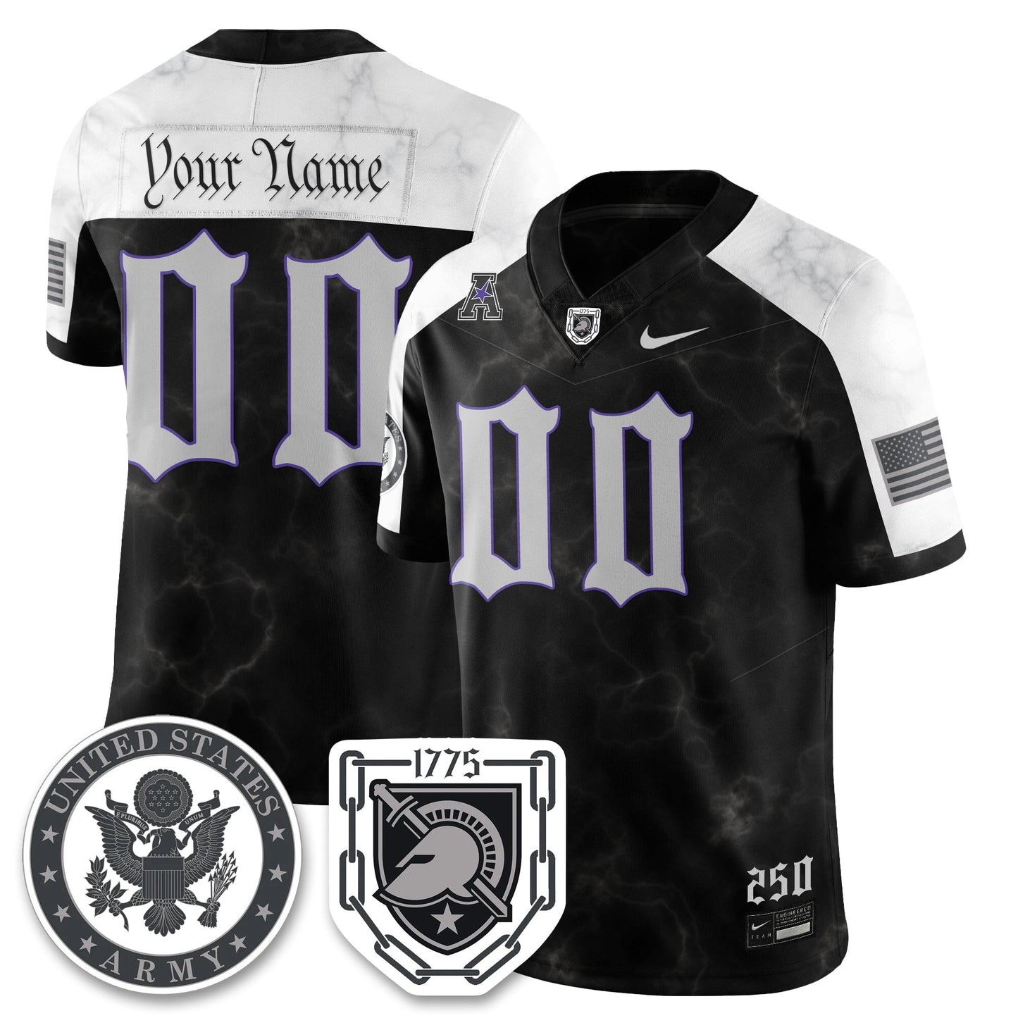 Army Black Knights Vapor Limited Jersey - 250 Years of Service and Sacrifice - All Stitched-DTD